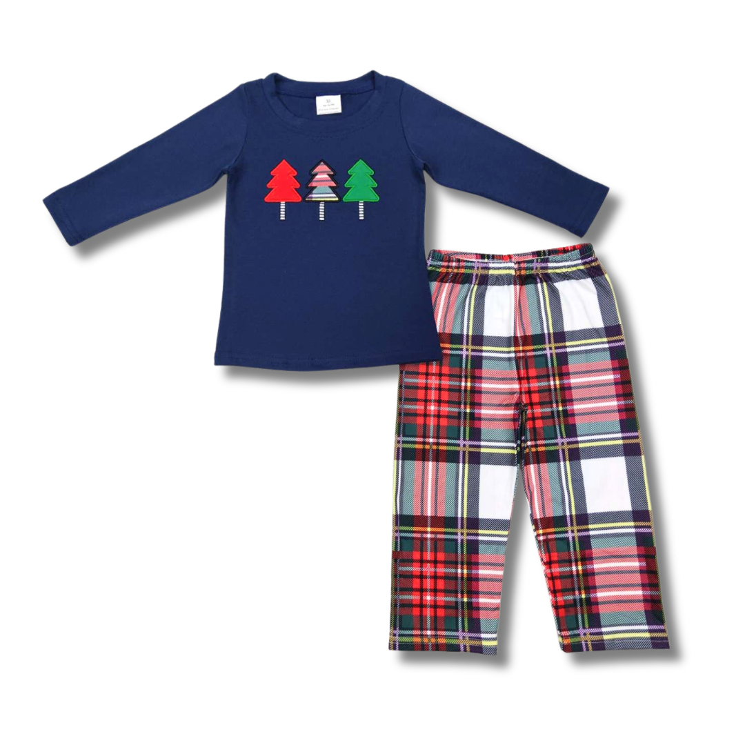 Winter Plaid Trees Lounge Set