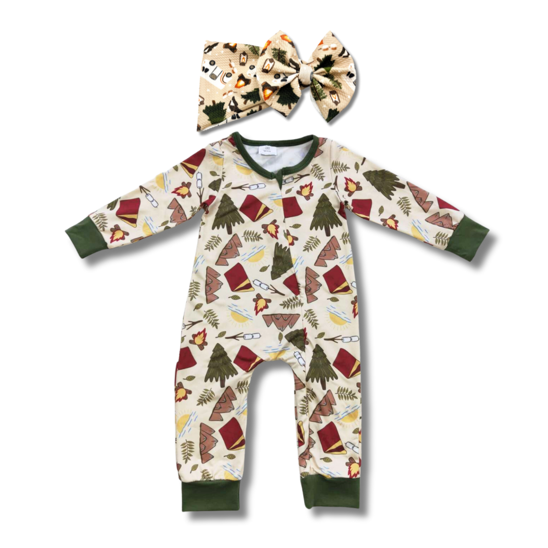 Just A Camping Girl Romper Jammies