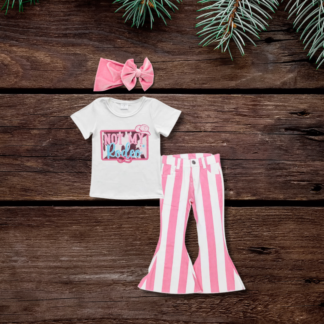 Not My Rodeo Stripped Denim Set