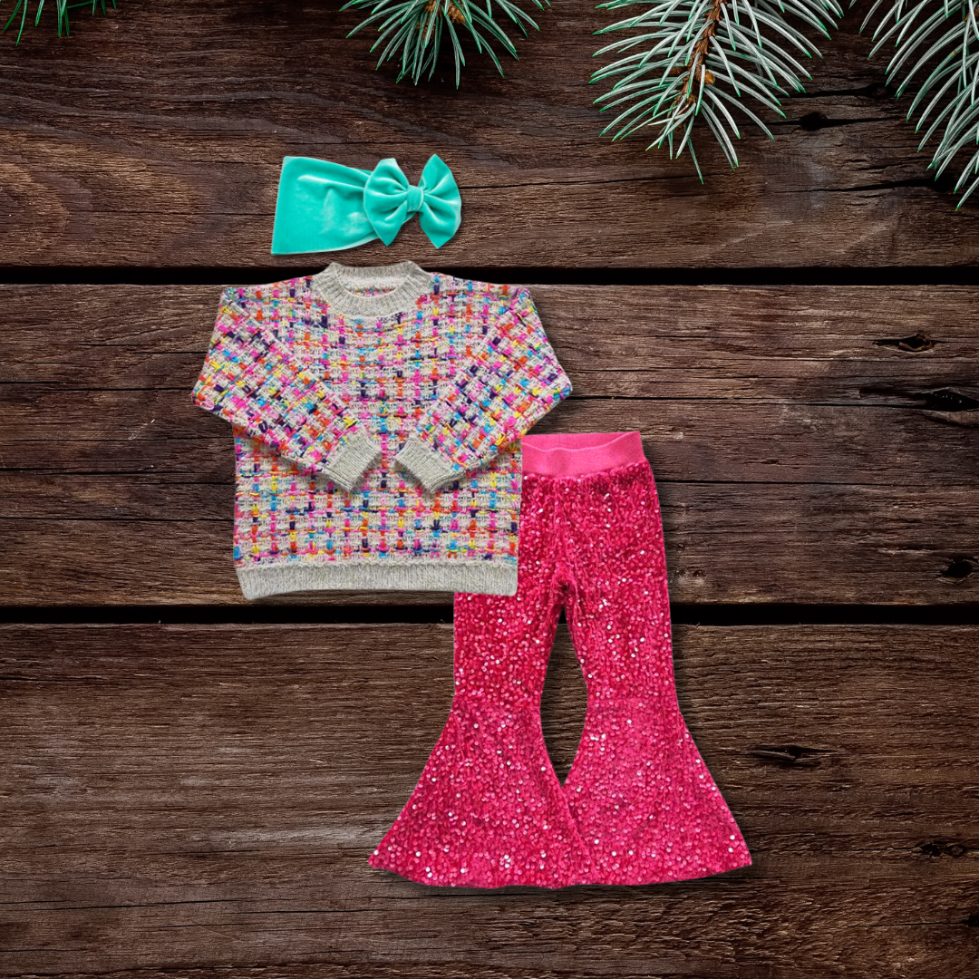 Rainbow Sweater Sequin Set