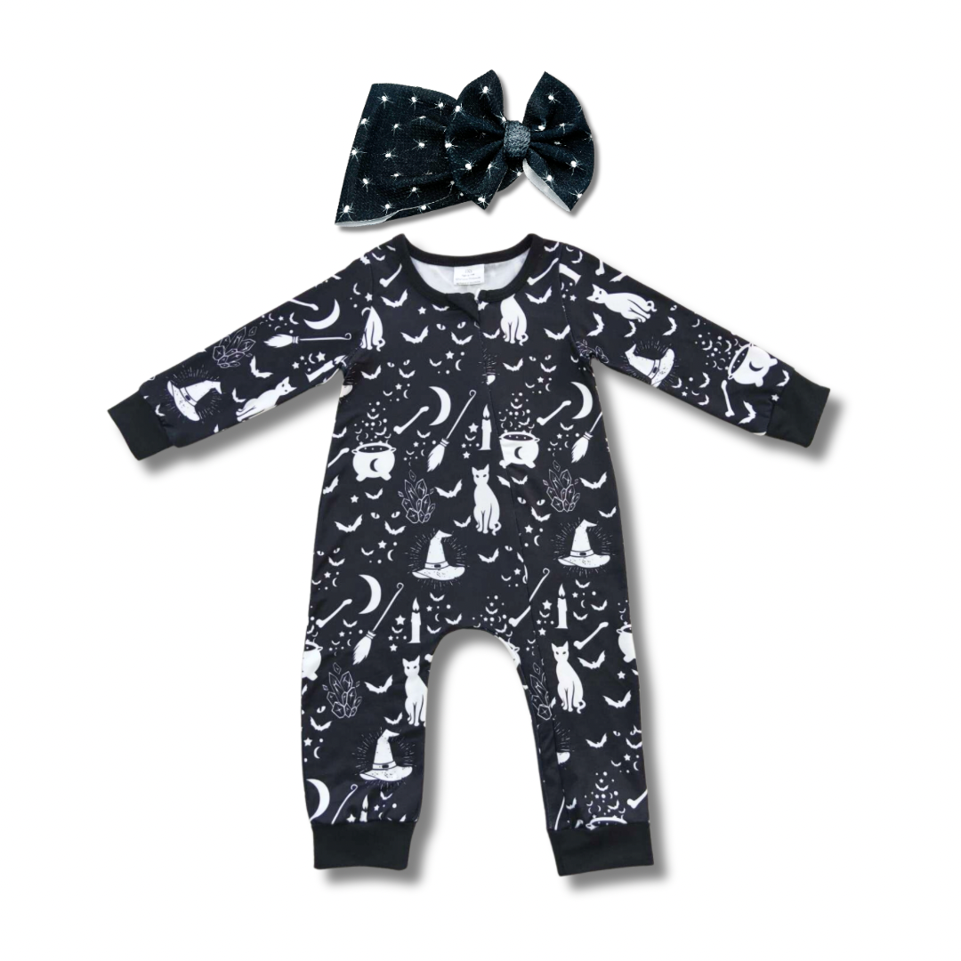 Black & White Halloween Romper