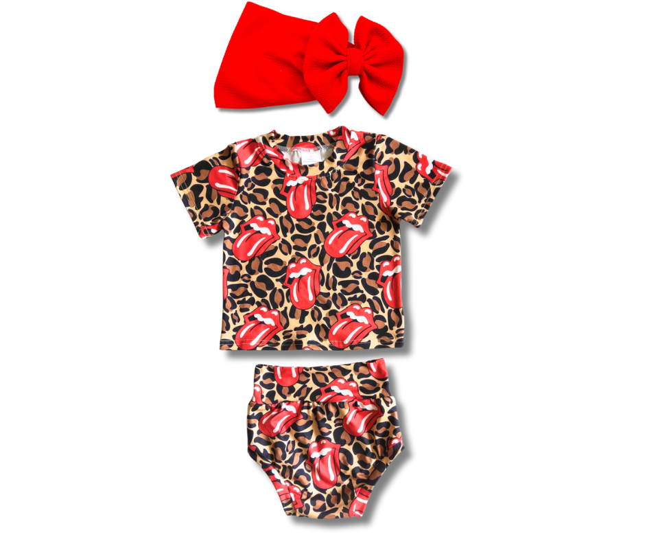 Tongues Out Leopards Bummie Set