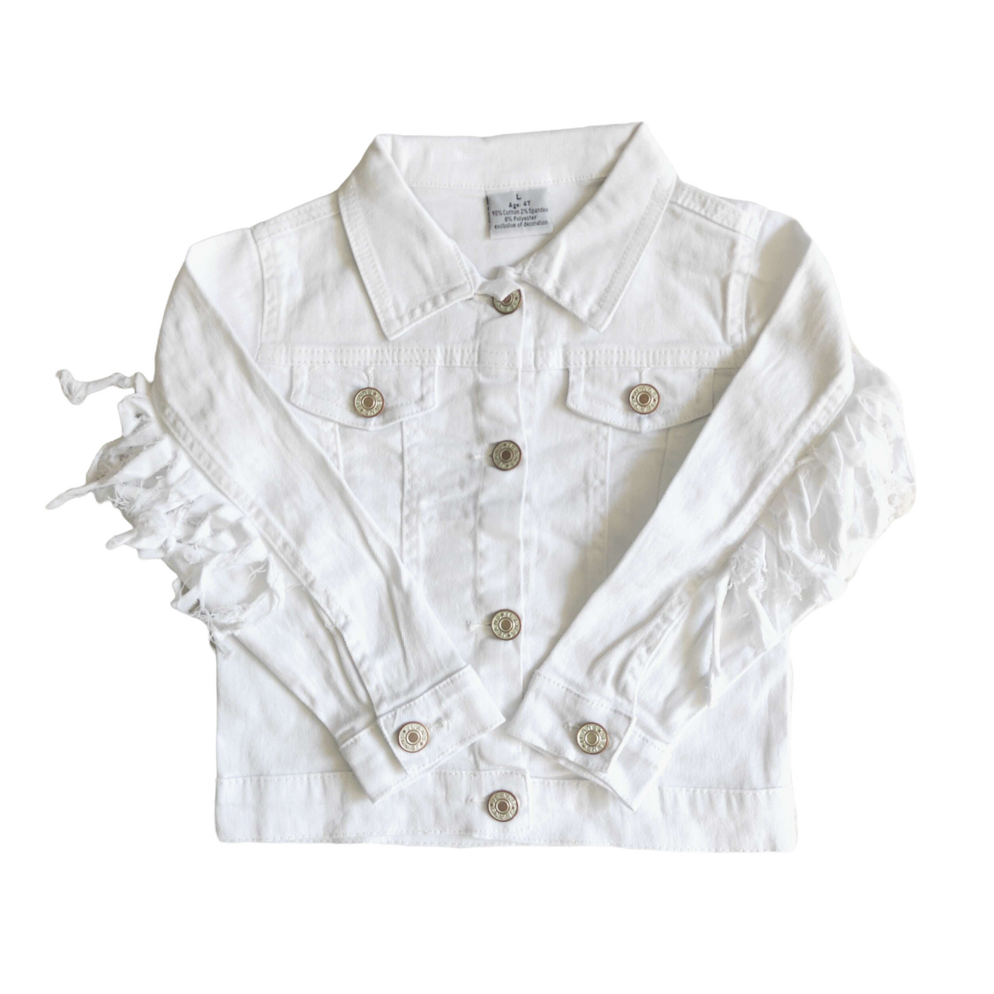 White Fringe Denim Jacket