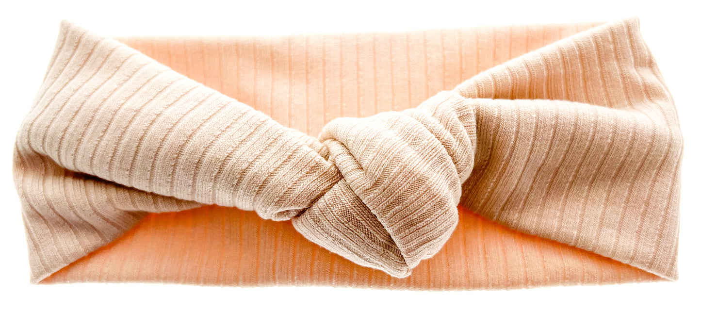 Ivory Cream Ribbed Twisted Knot Headband
