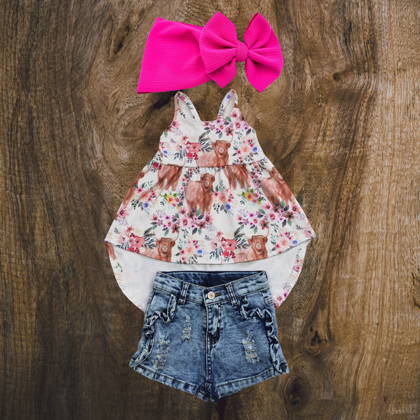 Heifer Floral Denim Short Set