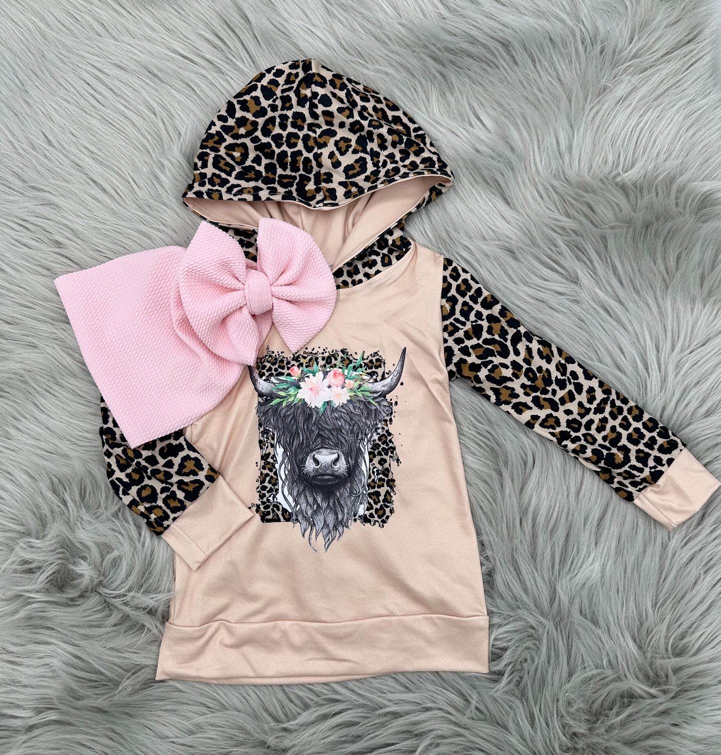 Floral Highland Cow Hoodie