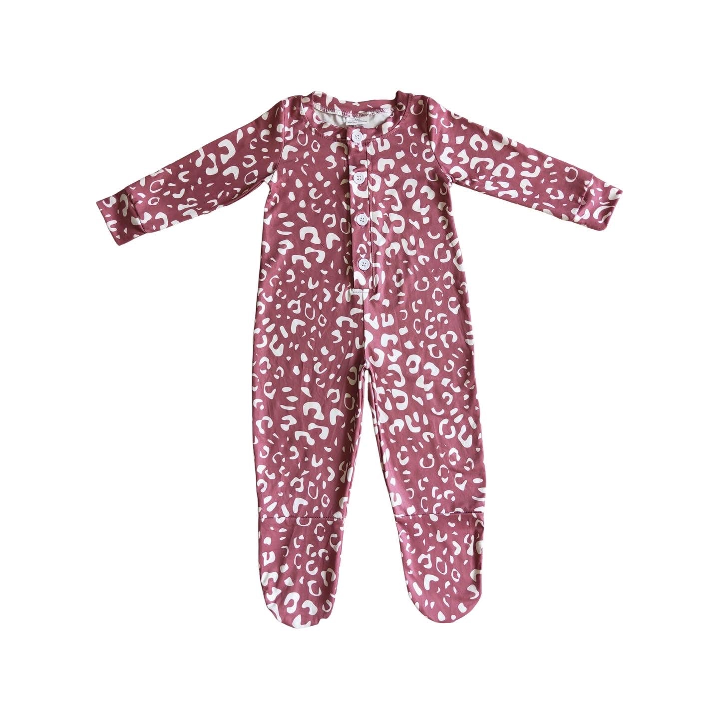 Leopard Pink Footed Jammies