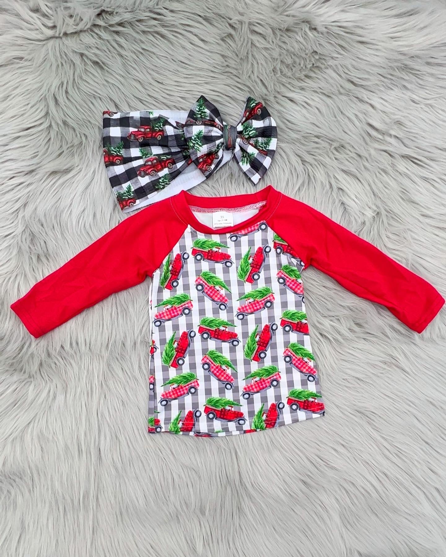 Red Christmas Trucks Tee