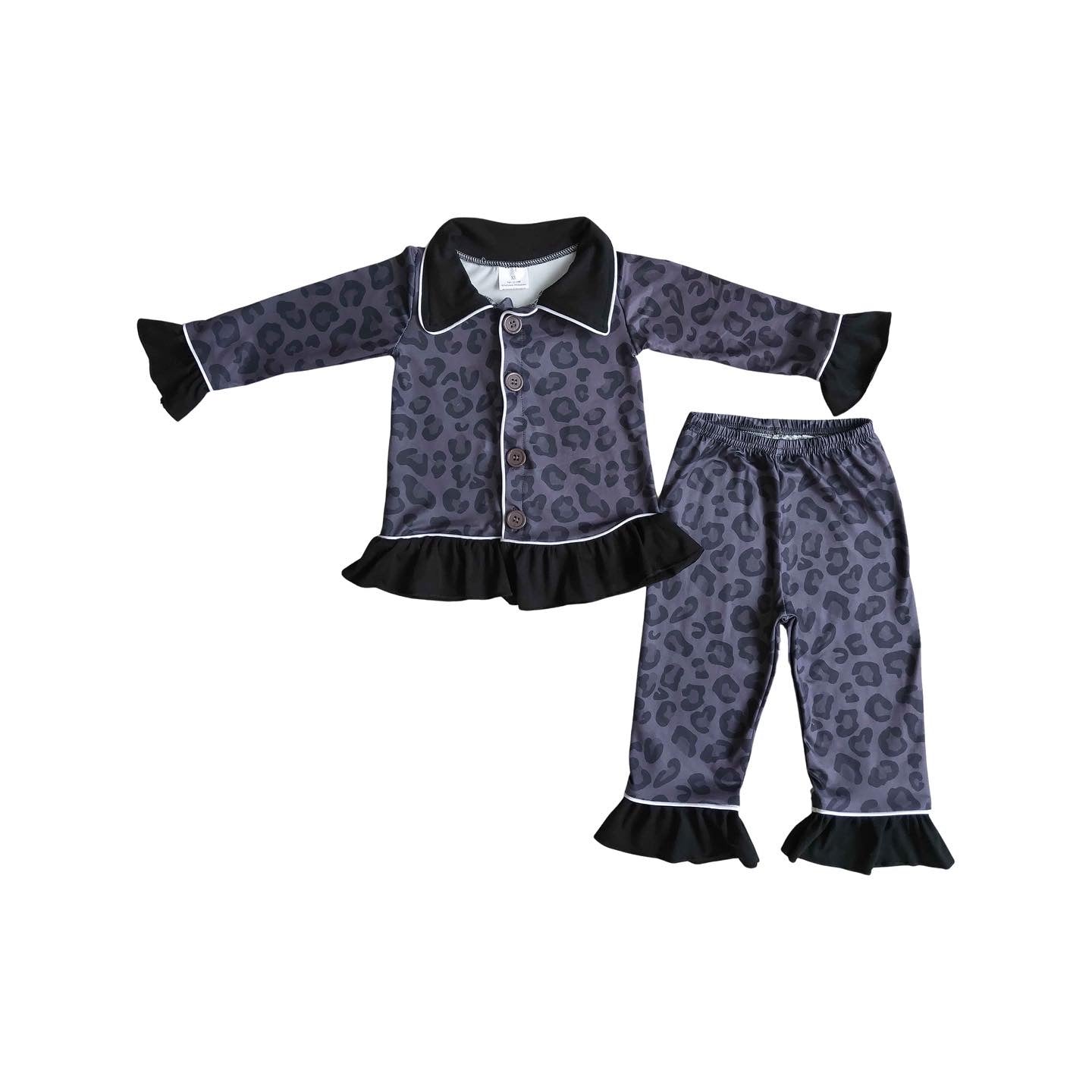 Black Leopard Ruffle Jammies