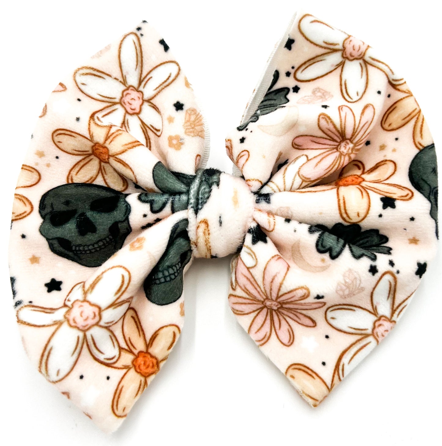 Skulls in Bloom (Velvet) Bullet Bow