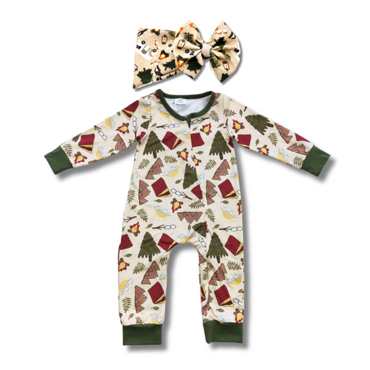 Just A Camping Girl Romper Jammies