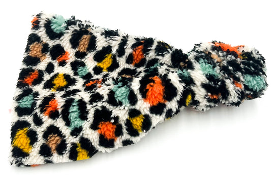 Rainbow Leopard Fuzz (Sherpa) Top Knot