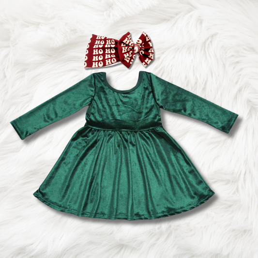 Pine Green Velvet Dress