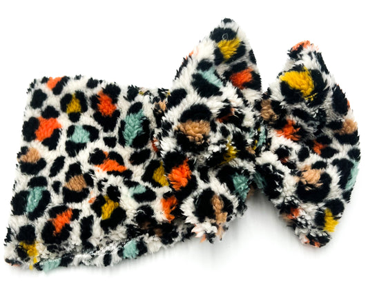 Rainbow Leopard Fuzz (Sherpa) Head Wrap