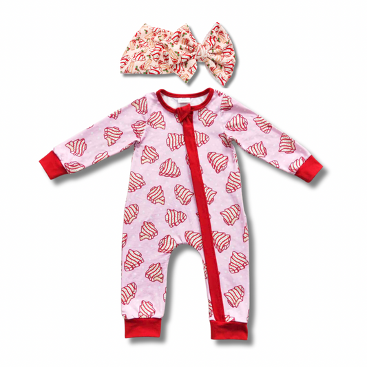 Pink Christmas Cakes Romper