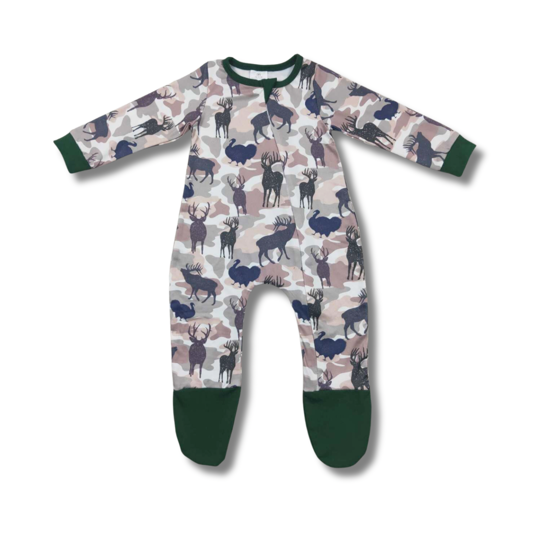 Deer + Camo Romper Footie