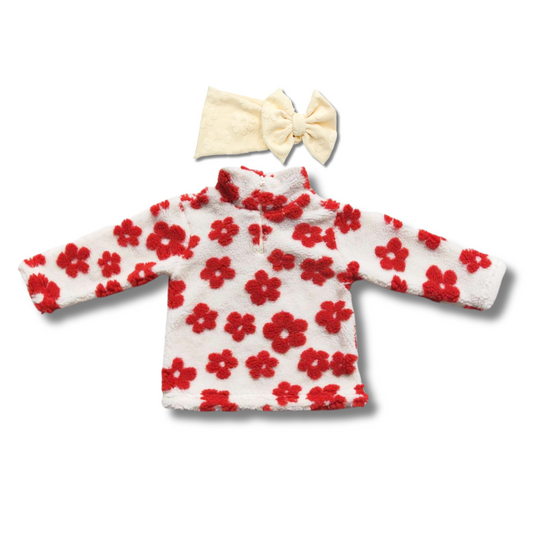 Red Daisy Sherpa Pullover
