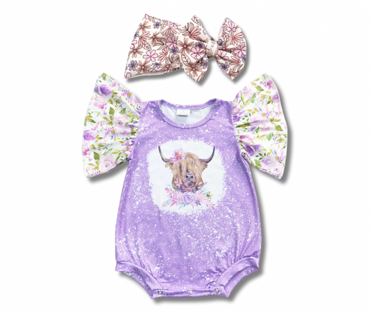 Purple Highland Cow Bodysuit