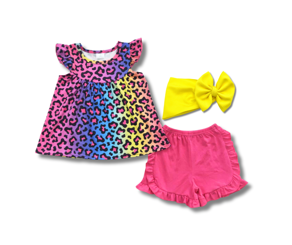 Rainbow Leopard Short Set