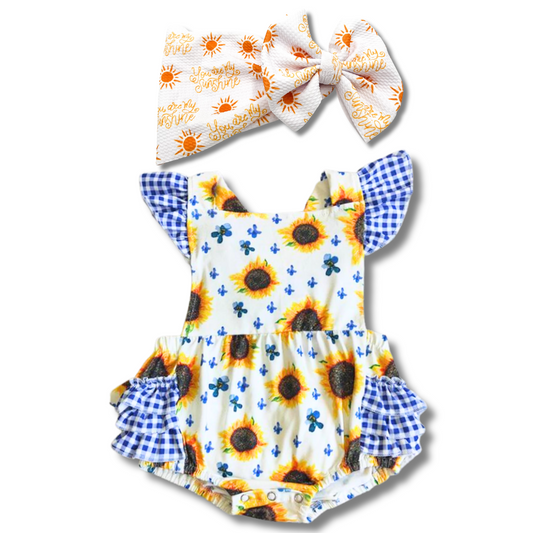 Sunflower Gingham Romper