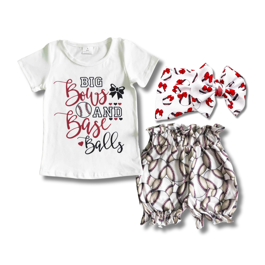 Big Bows & Baseball Short Set