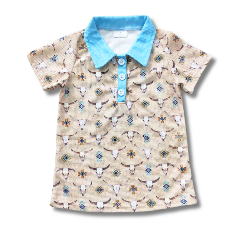 Longhorn Cow Skull Polo Top