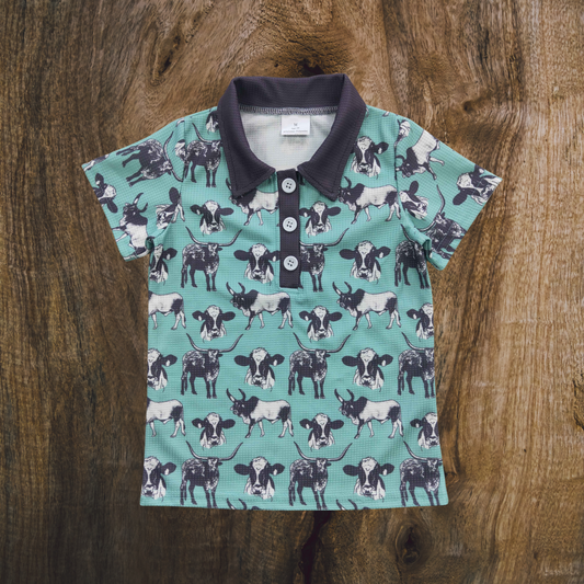Longhorns & Cows Polo Top