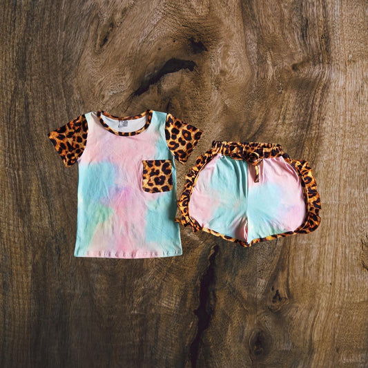 Pastel Leopard Short Set