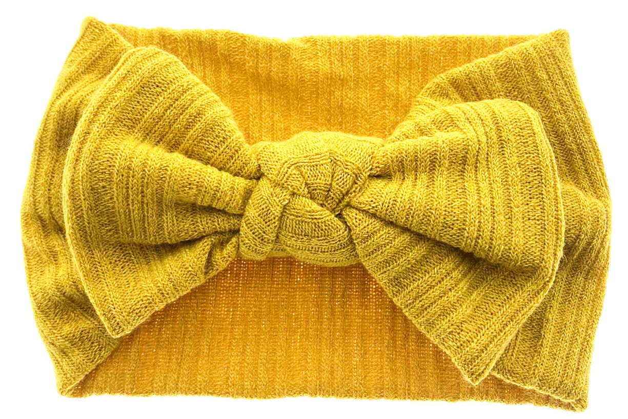 Mustard Ribbed Knot Headband