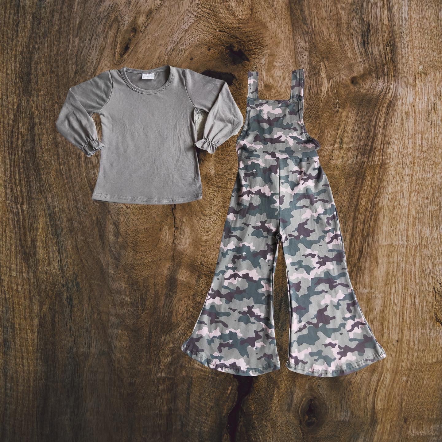 Gray Camo Overall Set