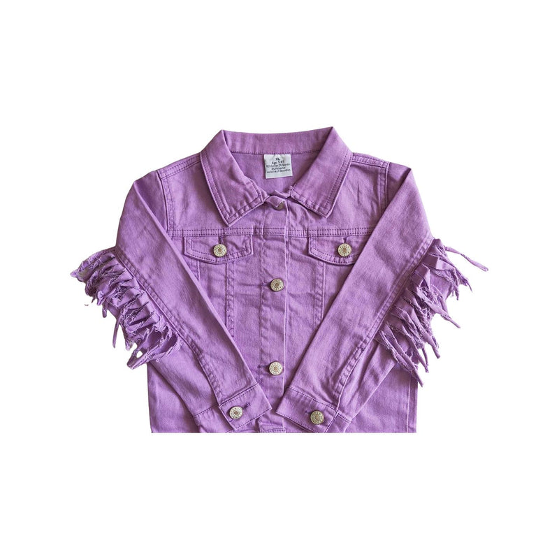 Purple Pretty Fringe Denim Jacket