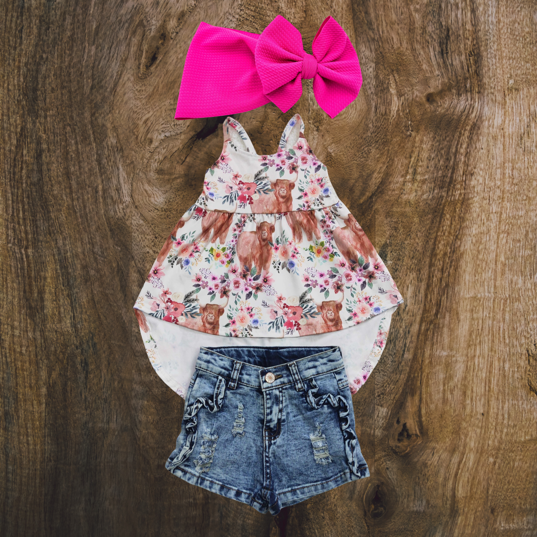 Heifer Floral Denim Short Set