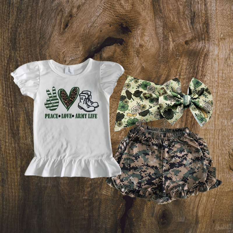 Peace Love Army Life Short Set