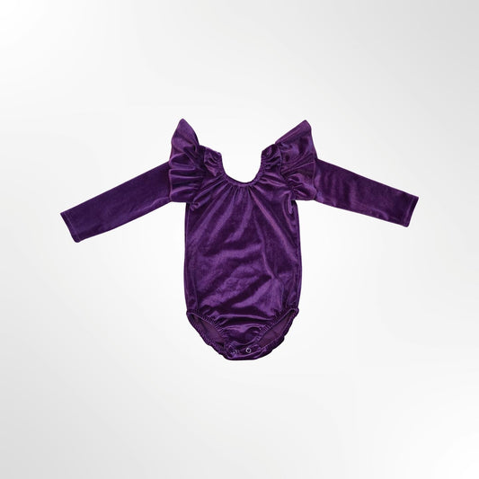Purple Flutter Velvet Bodysuit