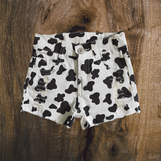 Cow Spots Denim Shorts