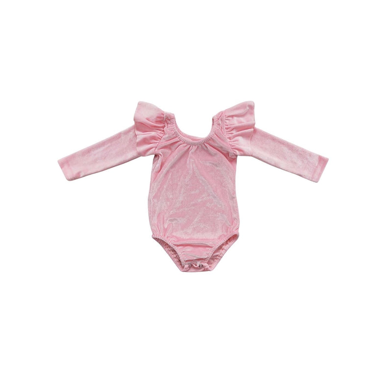 Pink Velvet Flutter Bodysuit