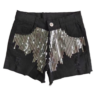 Shiny Diva Black Denim Shorts