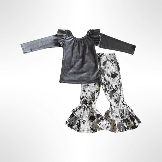 Velvet Gray Cow Print Set