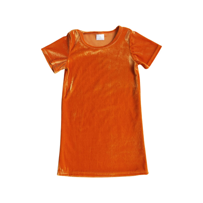 Pumpkin Orange Velvet Dress