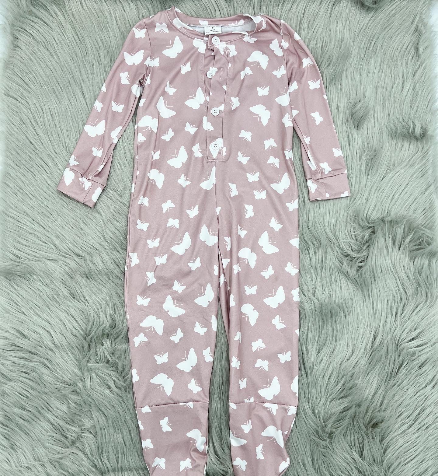 Pink Butterfly Footed Jammies