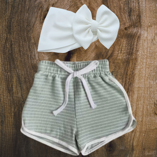 Sage Striped Sport Shorts