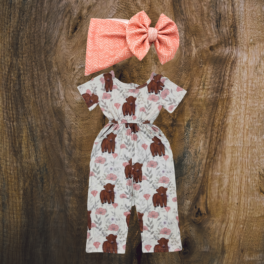 Highlands & Pink Flowers Jumpsuit