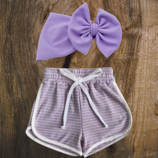 Lavender Striped Sport Shorts